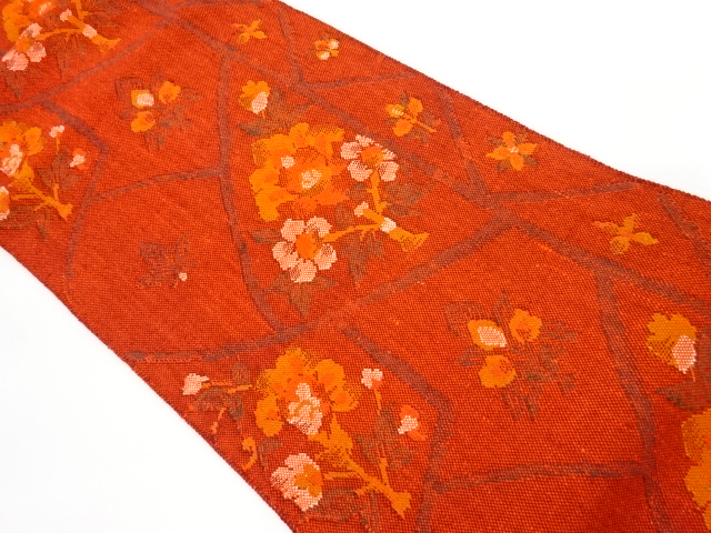 JAPANESE NAGOYA OBI / MAWATA TSUMUGI / BRANCH FLOWER